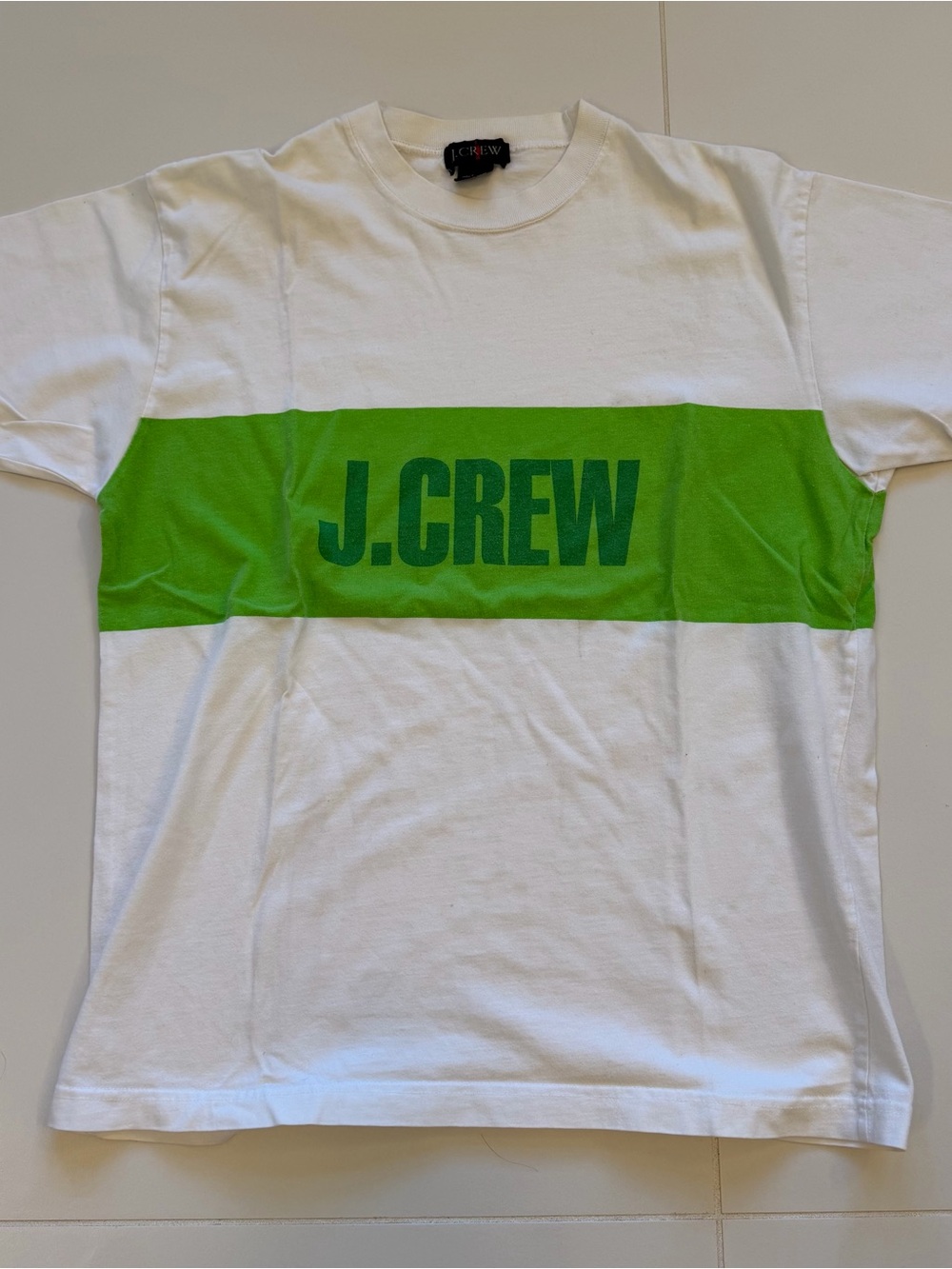 Vintage oversized Y2K J.Crew Made in USA Green Colorblock Logo Tee